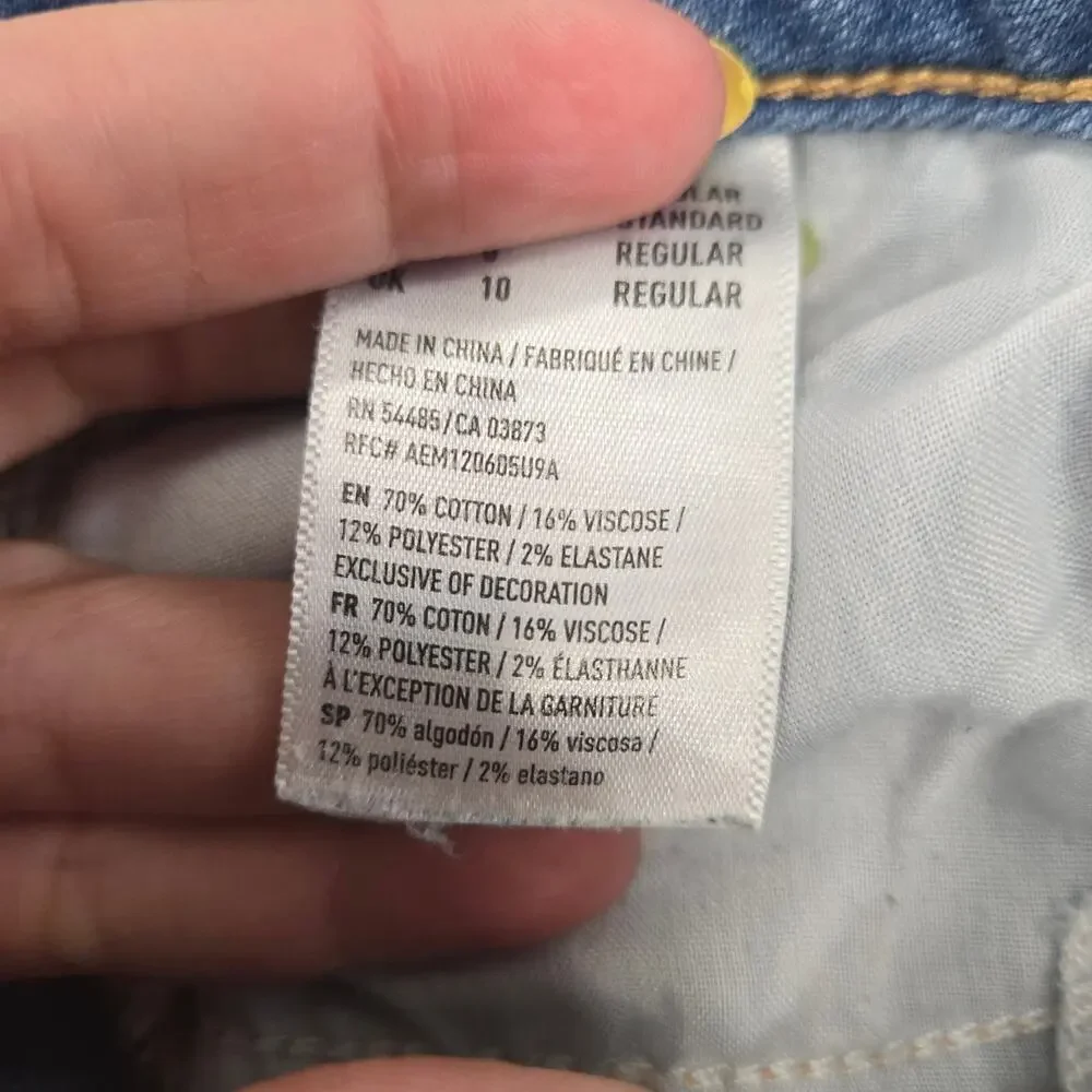 American Eagle Light Wash Artist Crop Kick Flare Stretch Denim Jeans Size 6